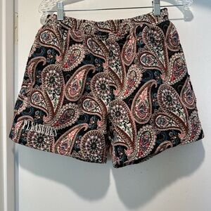 Pleasures Casket Woven Shorts -Tapestry Paisley Print- Black & Red Size Medium